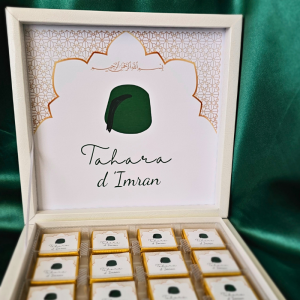 boite de chocolats personnalisée circoncision tarbouche vert Imran
