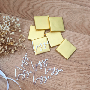 carrés de chocolats dorés à personnaliser