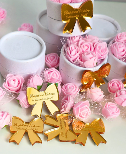 boite à dragées cadeau invité batême noeud